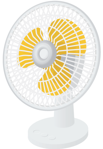 卓上扇風機のイラスト（黄） 卓上扇風機,電化製品,卓上ファン,夏,フリー素材,商用利用,ダウンロード