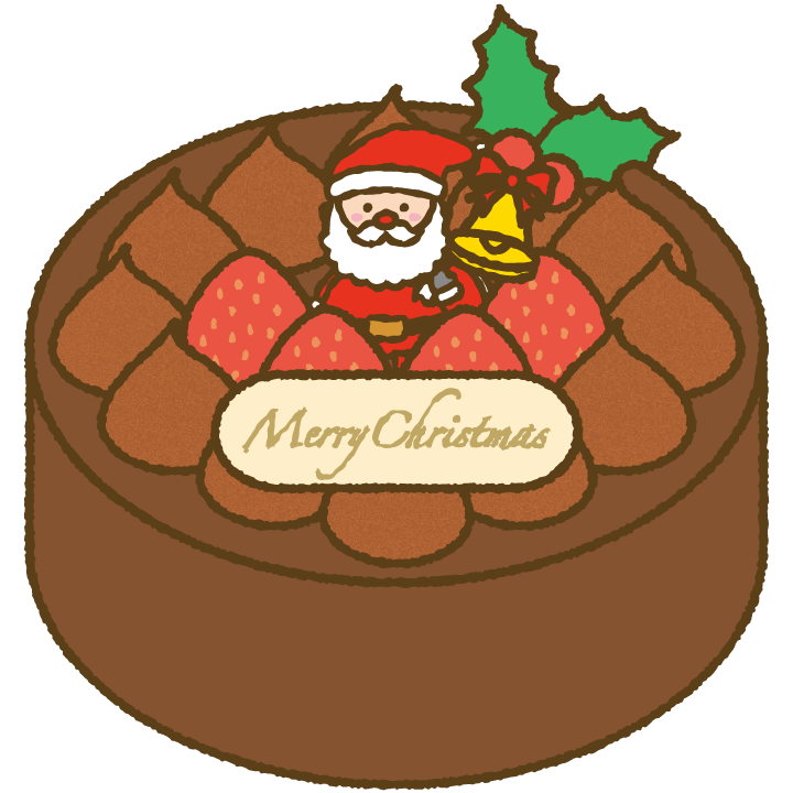 チョコレートケーキのイラスト クリスマス,ケーキ,お菓子,冬,可愛い,イラスト,商用利用,ベクター,フリー素材,ダウンロード