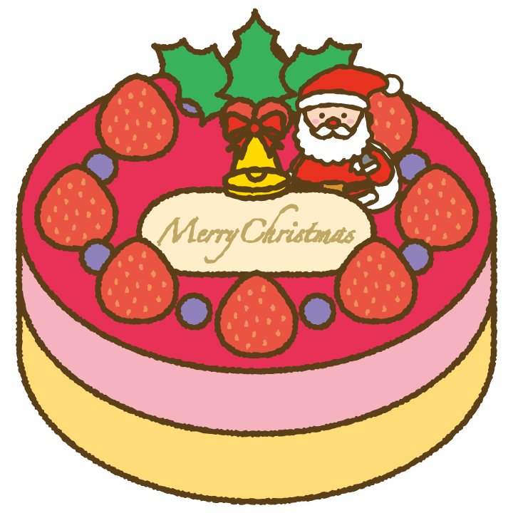 フランボワーズムースケーキのイラスト クリスマス,ケーキ,お菓子,冬,可愛い,イラスト,商用利用,ベクター,フリー素材,ダウンロード