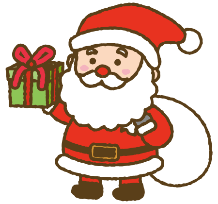 プレゼントを渡すサンタクロース クリスマス,可愛い,イラスト,商用利用,ベクター,フリー素材,ダウンロード