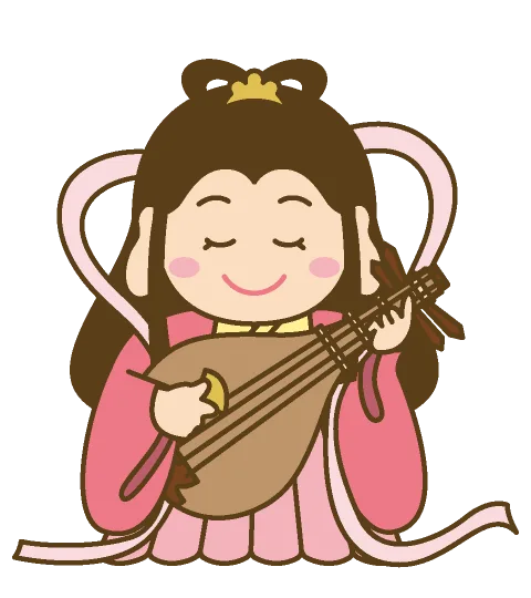 弁財天のイラスト 七福神,商用利用,ベクター,フリー素材,ダウンロード