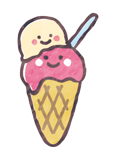 2段アイスクリームのイラスト スイーツ,冷たい,氷菓子,アイス,デザート,フリー素材,ベクター,無料,商用利用