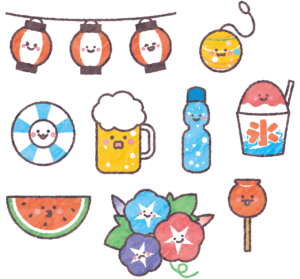 可愛い夏の素材イラストセット