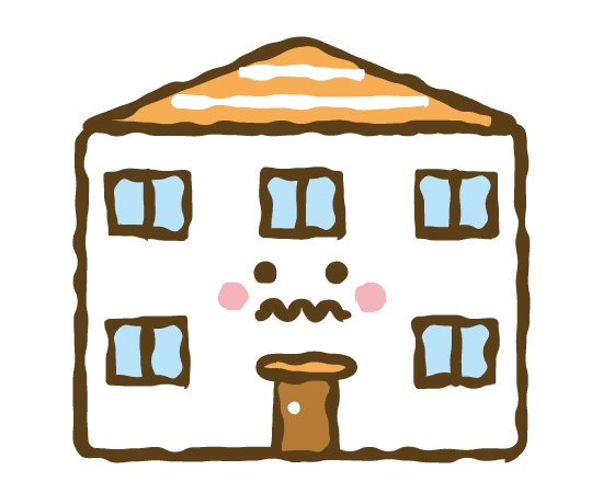 お部屋がいっぱいのお家のイラスト 建物,可愛い,フリー素材,ベクター,無料,商用利用,ダウンロード