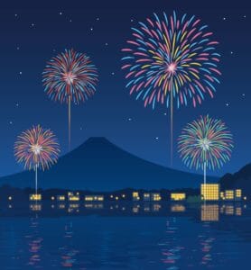 fireworks-over-lake-in-summer-